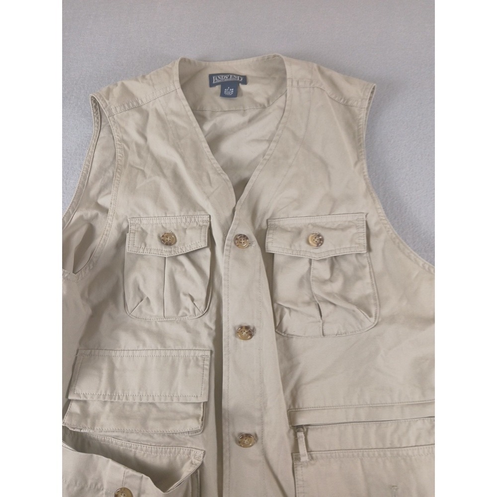 Lands End Khaki Fishing Hunting Utility Vest. L 42-44 Regular!! - Picture 3 of 8